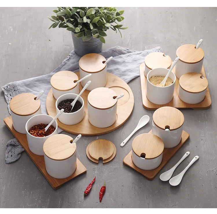 Керамика сахарница Кухня для соли и специй горшок банки с ложки Размеры размеры S