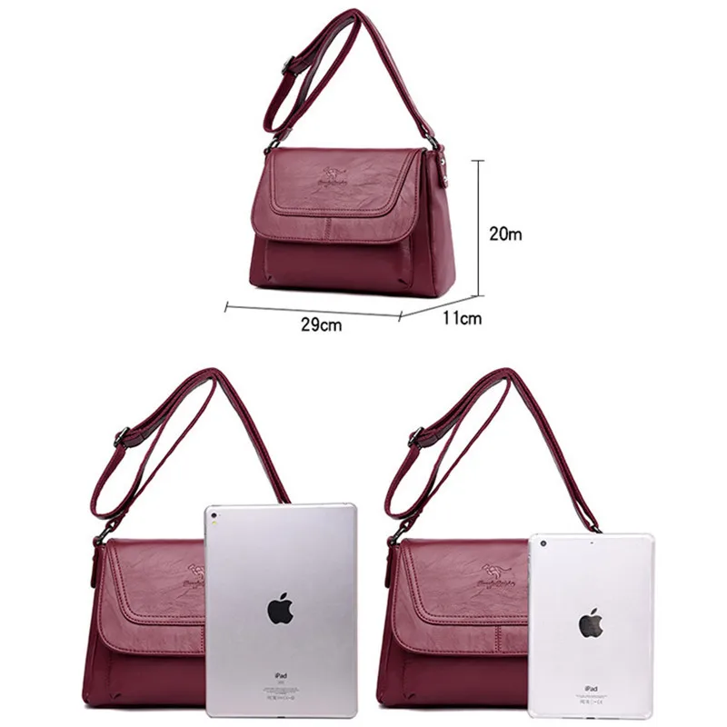 Женская кожаная сумка через плечо модная повседневная мессенджер с маленьким