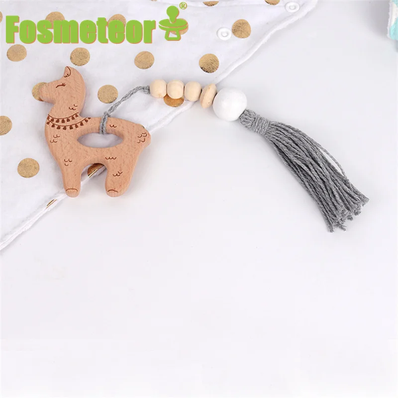 

Fosmeteor New Baby Beech Animal Rattle Toys Set Montessori Baby Stroller Toy Children's Teether Safe Game Gym Educational Toy