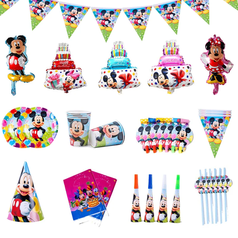 

Disney Mickey Mouse Party Supplies Disposable Tableware Straws Napkins Kids Favor Gifts Baby Shower Birthday Party Decorations