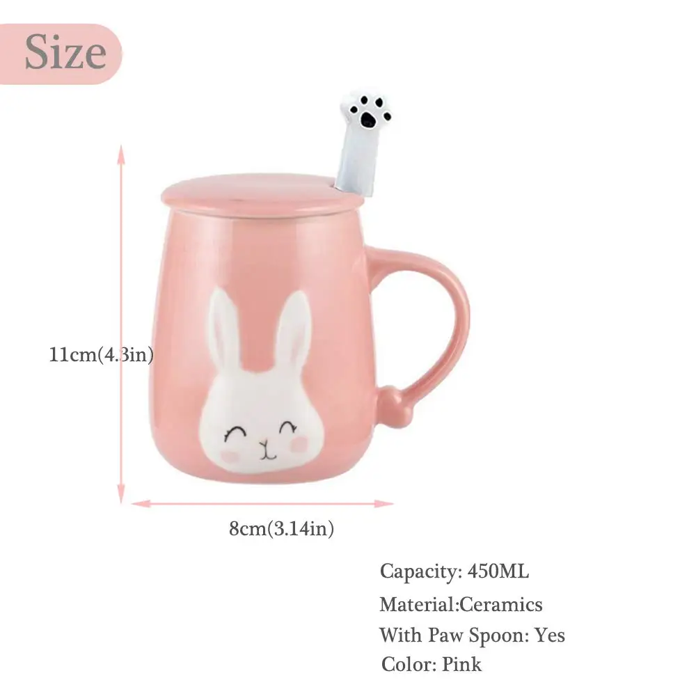 Забавная чайная кофейная кружка кролик зайчик 13 унций милая зеркальная с крышкой