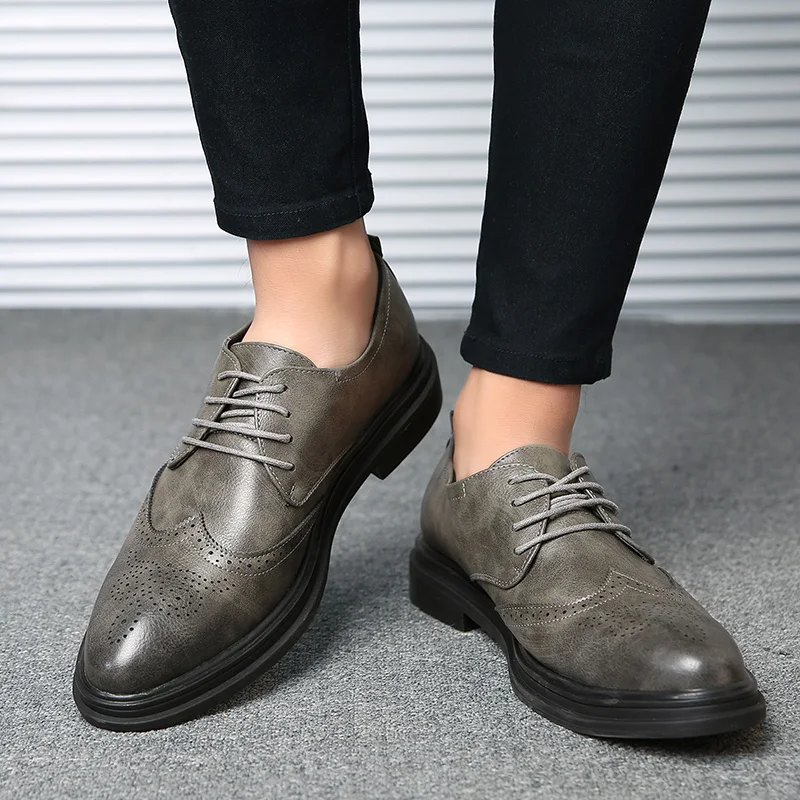 

2020 Новые Мужские модельные туфли ручной работы, стиль броги, кожа, свадебные туфли, мужские кожаные оксфорды на плоской подошве, деловые туф...