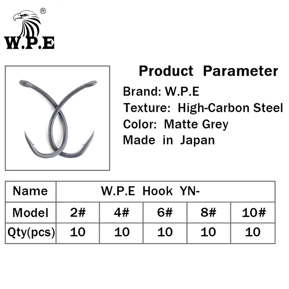 

W.P.E Brand Fishing Hook Coating 30pcs/lot Carp Fishing Hook 2#/4#/6#/8#/ Wide Gape with Micro Barbed Hook Fishing Tackle