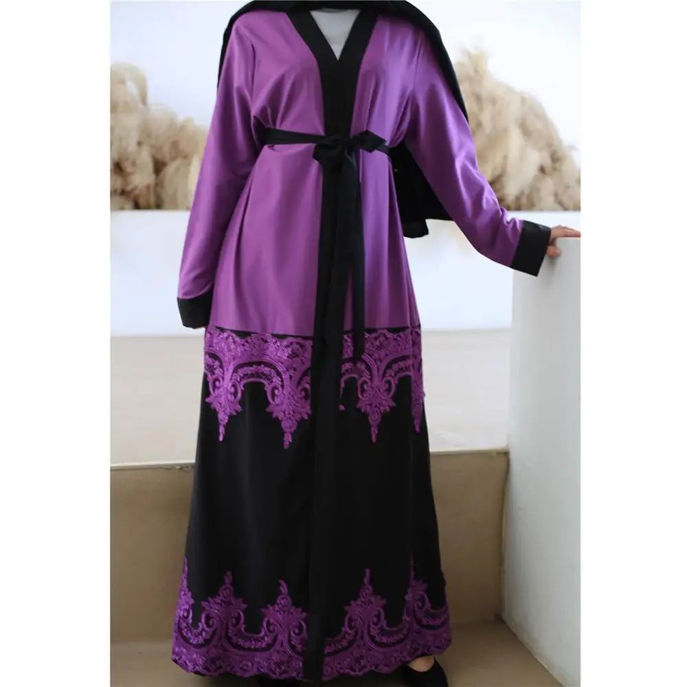 

Elegant Muslim Abaya Lace Full Dresses Hollow Out Cardigan Loose Kimono Long Robe Gowns Tunic Jubah Ramadan Eid Arab Islamic