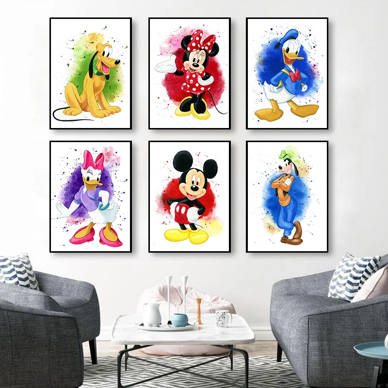 

Disney Mickey Minnie and Donald Duck Poster Home Decoration Bedroom Children's Room Decoration Sofa Wall Canvas Poster