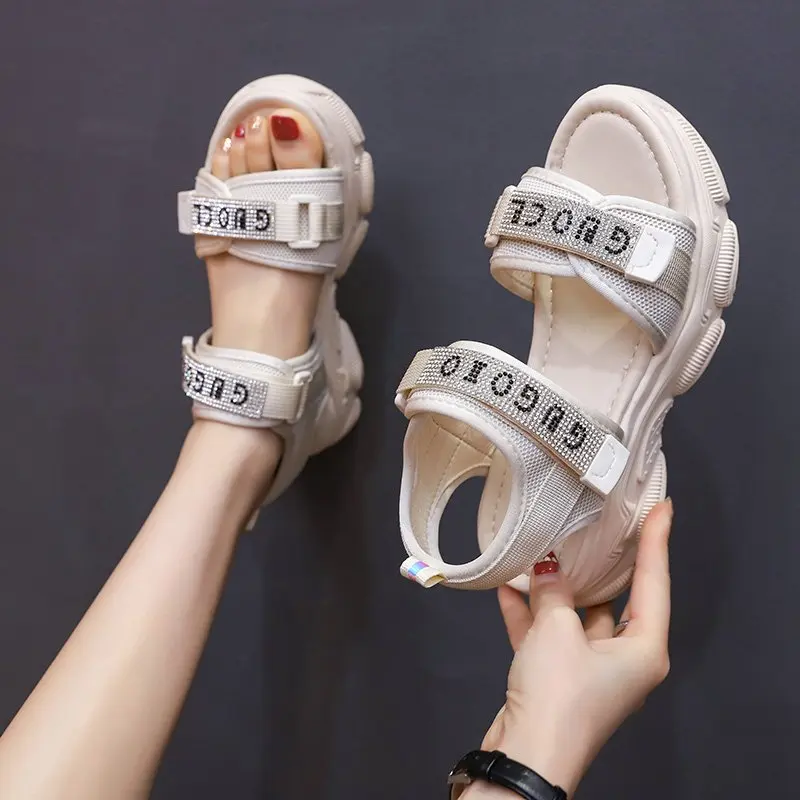 

Women Sandals Rhinestone Ladies Sandals Slip on Casual Women Shoes Sequins Ladies Platform Shoes Chaussures Femme Beach Sandals