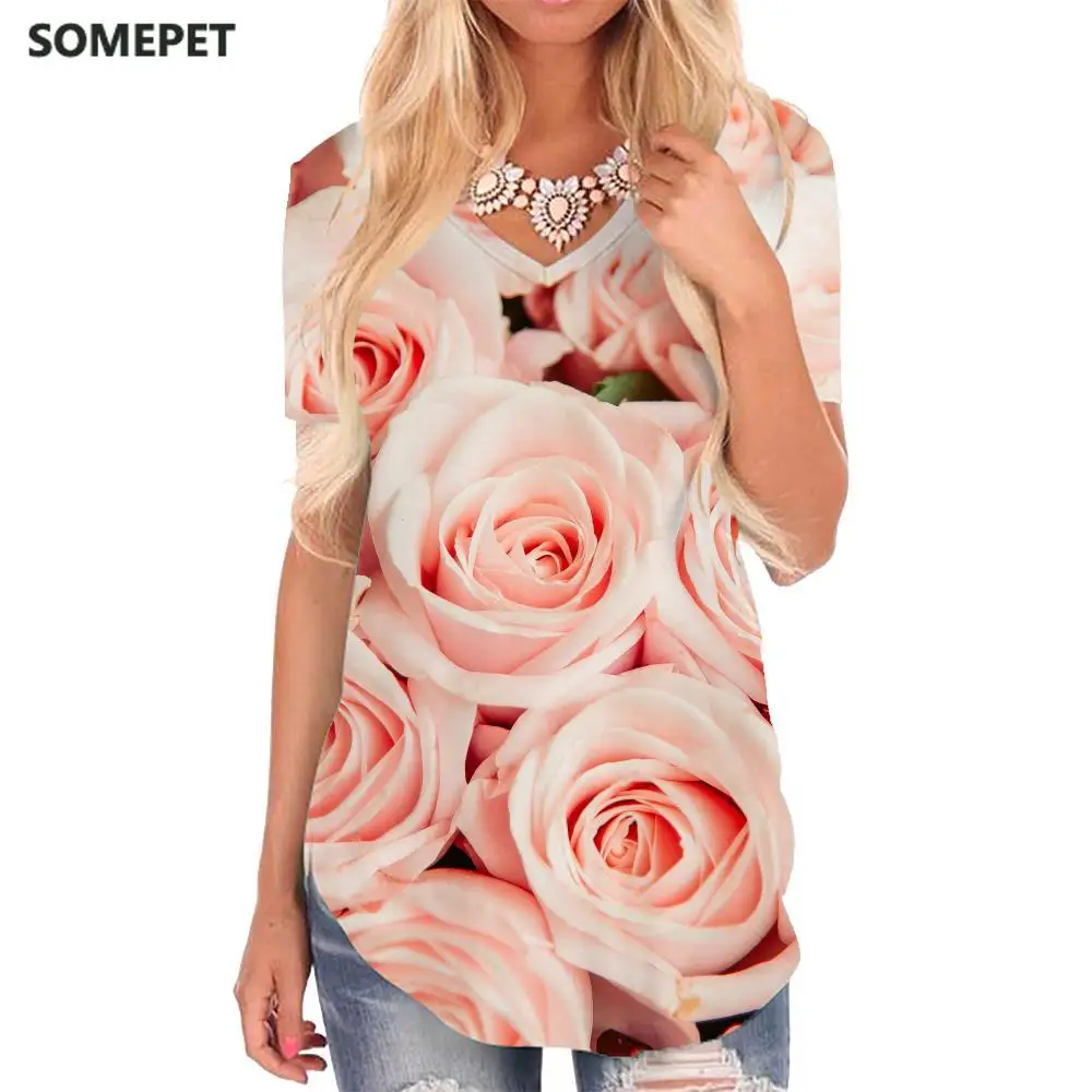 

Футболка женская с цветочным принтом, в стиле хип-хоп