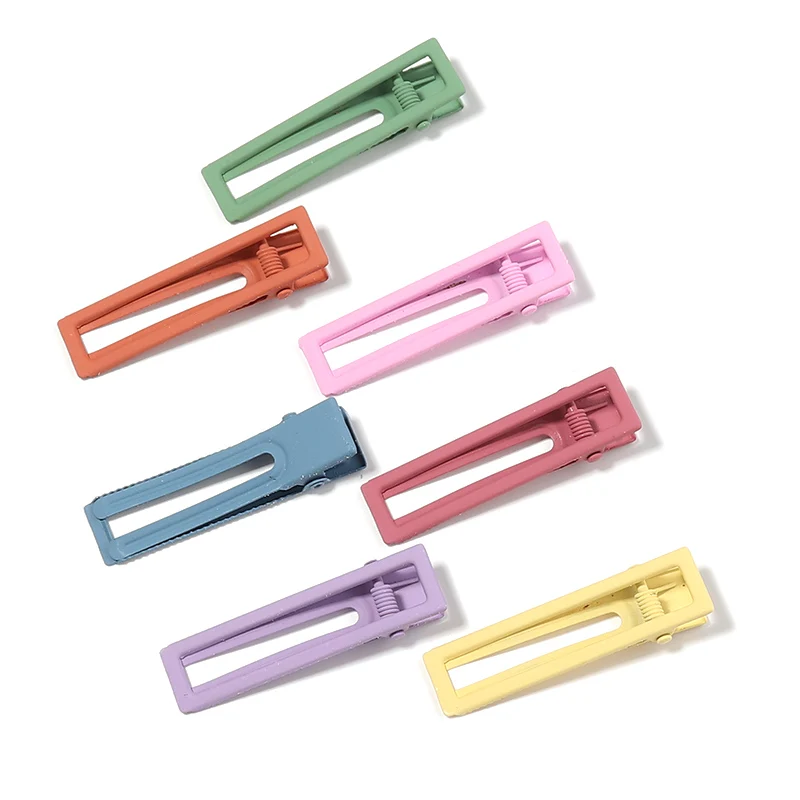 

7pcs Iron Paint Multi-color Rectangle Hair Clip 61x15.5mm For DIY Hair Accessories to Woman/Girls Festivel Gifts