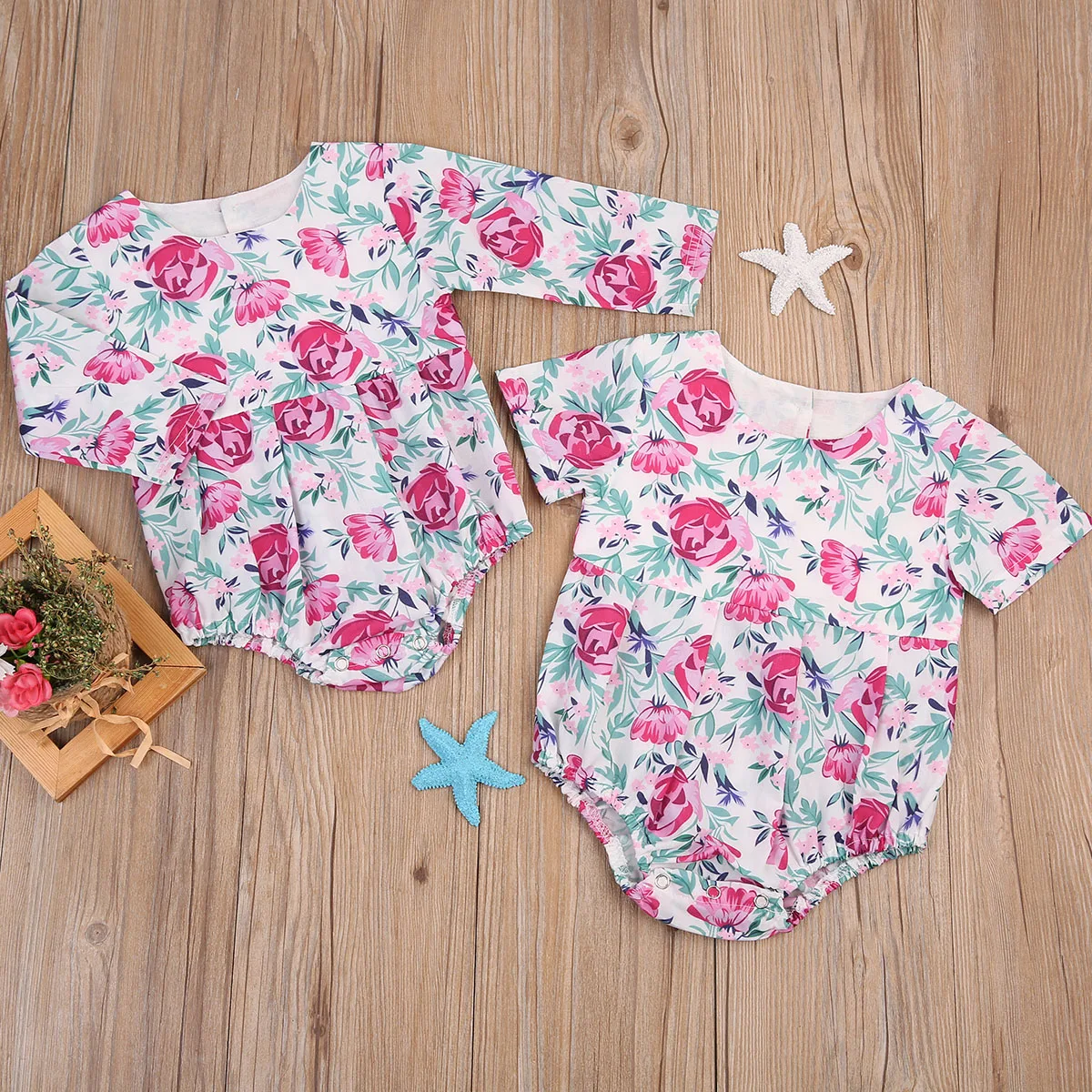 

2020 Summer Newborn Baby Girls Flower Leaves Bodysuits Babies Summer Floral Bodysuit Playsuit Outfits Clothes