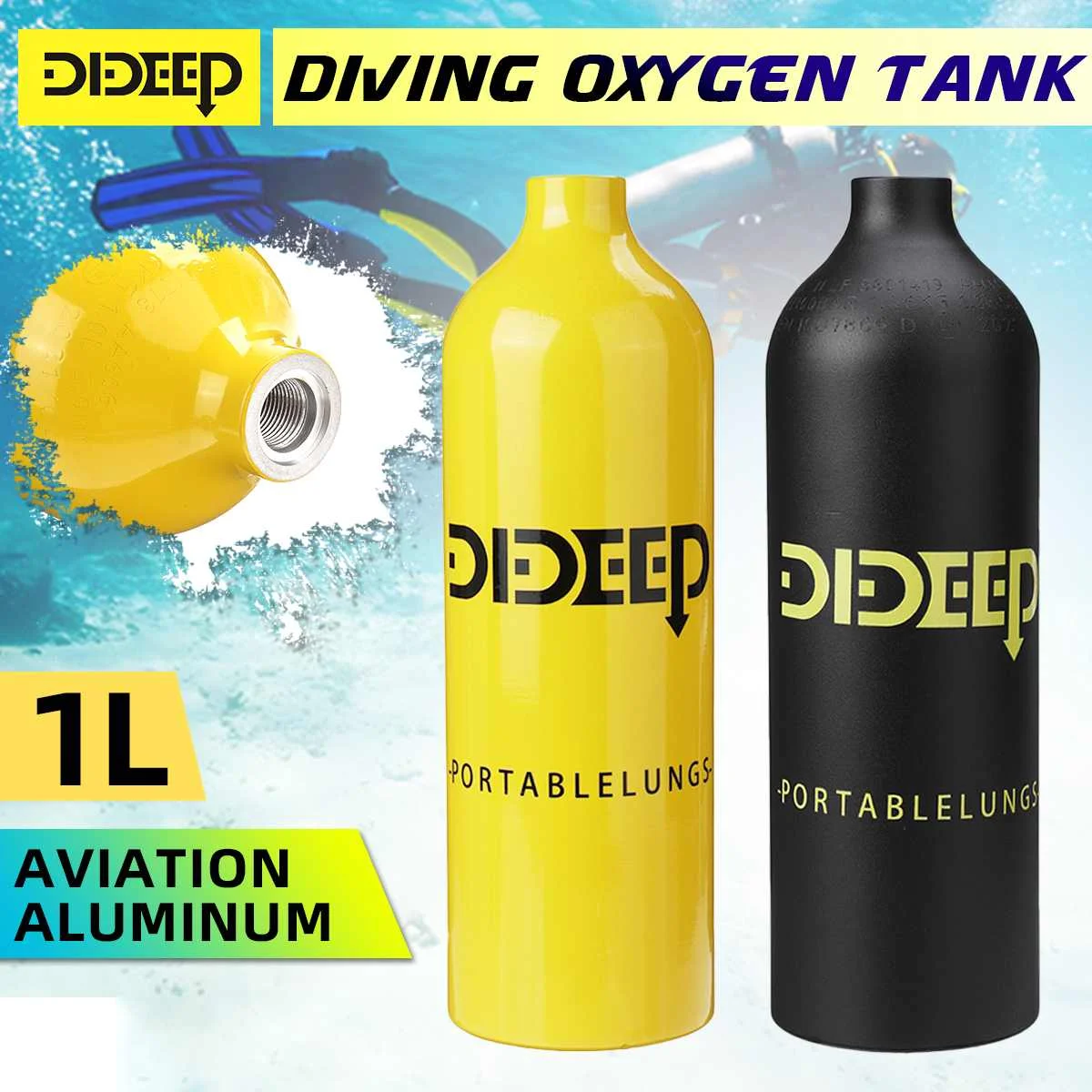 DIDEEP 1 л баллон для подводного плавания мини кислородный резервуар респиратор