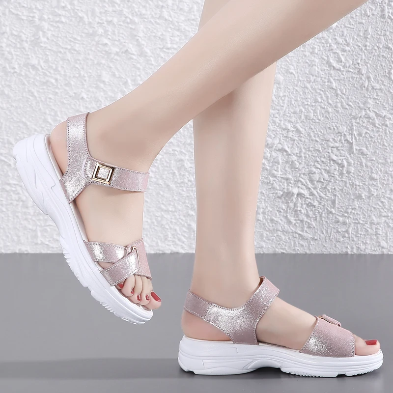 Сандалии женские на плоской подошве Повседневные Дышащие пляжные босоножки