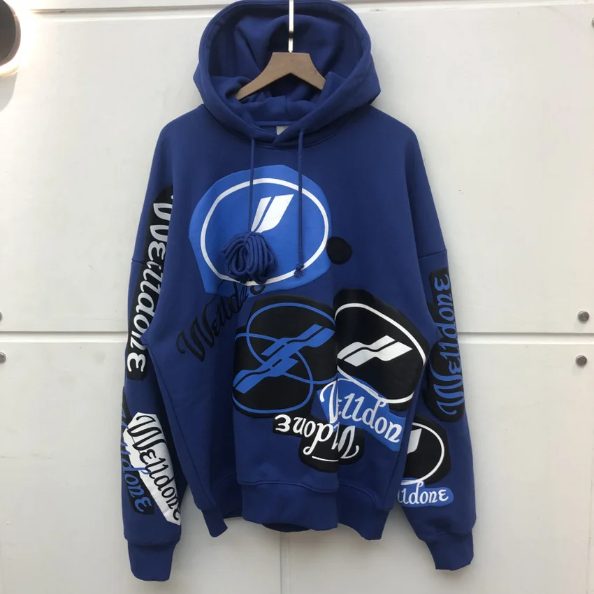 

Patchwork Foaming Printing We11done Hoodie Men Women Welldone Sweatshirts Pullover