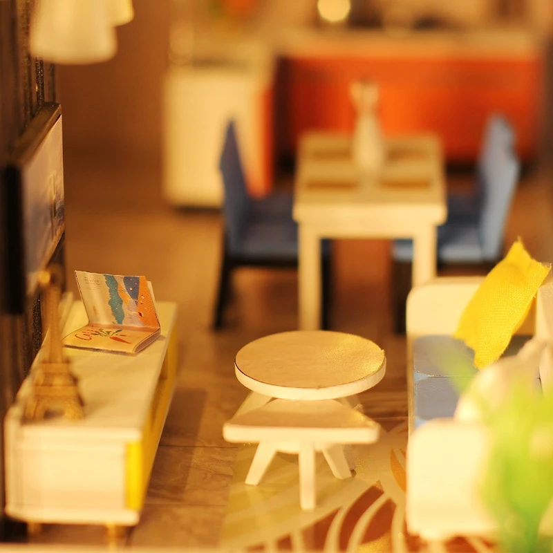 Новый комплект кукольного домика с Bluetooth аудио деревянный кукольный домик мебель