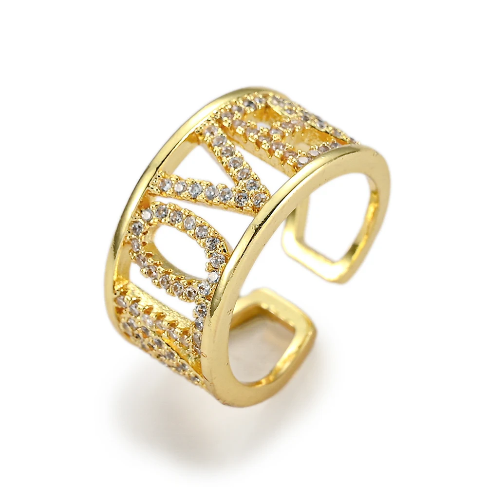 Женское кольцо с цирконом Открытое из меди в вечерние сердца | Украшения и