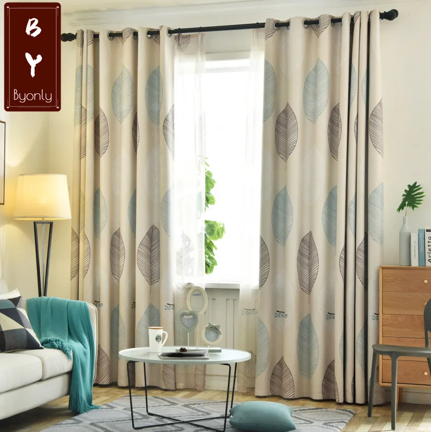 

Modern Curtains for Living Dining Room Bedroom Nordic Simple Children's Bedroom Thickened Maple Leaf Curtain Tulle Custom Made