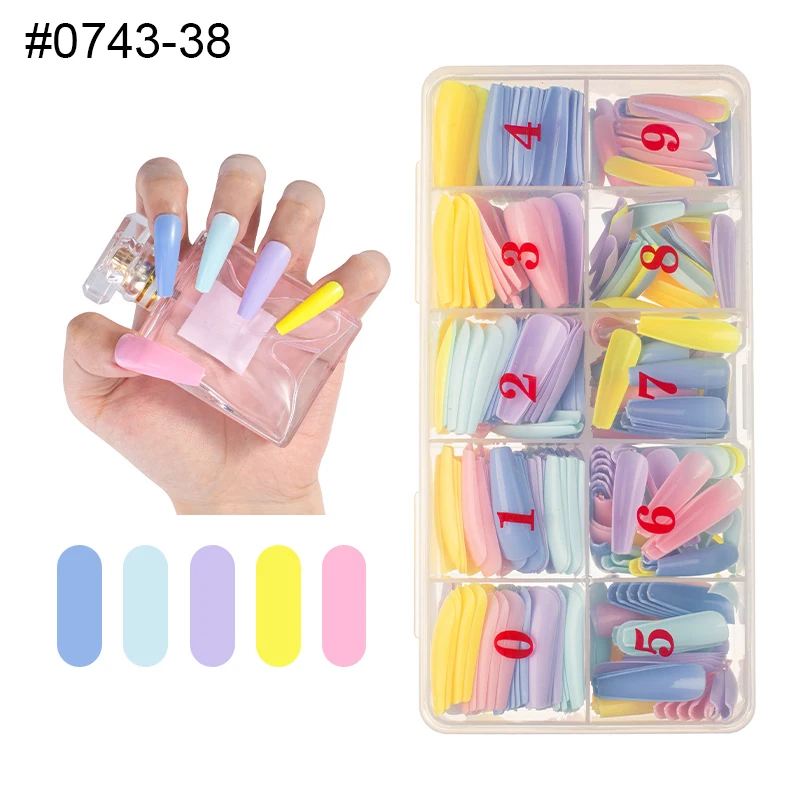 

500Pcs/box Colorful Natural French Ballet Coffin False Nails Tips Half Cover Fake Nails Manicure Acrylic Nail Art Tools