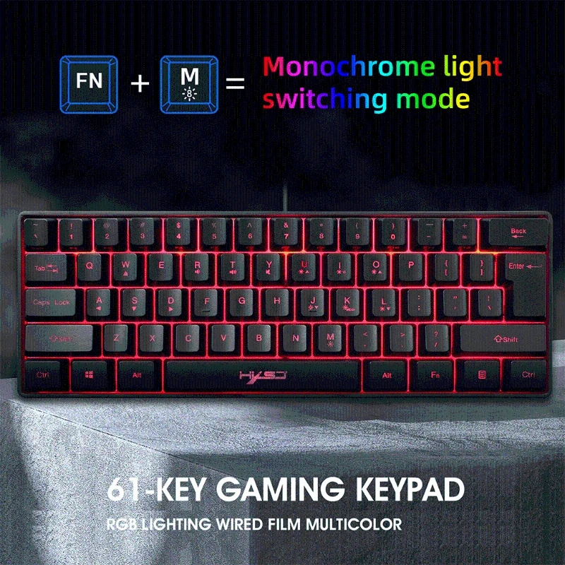 HXSJ V700 USB подсветка 61 клавиши игровая RGB клавиатура для геймеров с несколькими