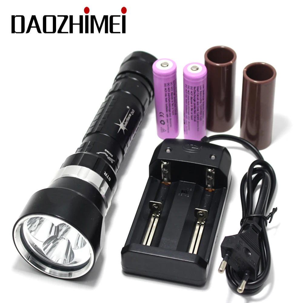 Водонепроницаемая светодиодсветильник лампа для дайвинга 200 м 3 переключателя