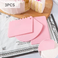 3pcsset cream spatula irregular teeth edge scraper plastic diy cake dough cutters decorating tools kitchen baking accessories