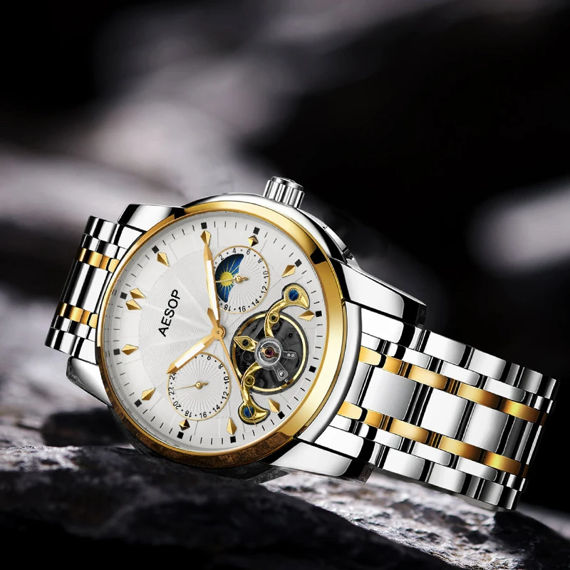 

Aesop Luxury Men's Watch Business Casual Mechanical Watch Waterproof 30M Luminous Small Three Hands Reloj de hombre