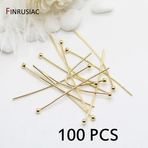 Булавки для бижутерии FINRUSIAC латунные позолоченные 100 шт