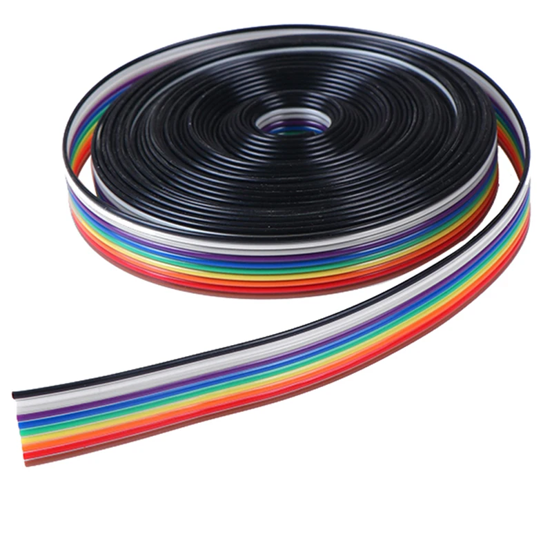 

5M 10-pin Rainbow Color Flat Cable IDC Wire Rainbow Cable Connector Wire Ribbon Extension Cable