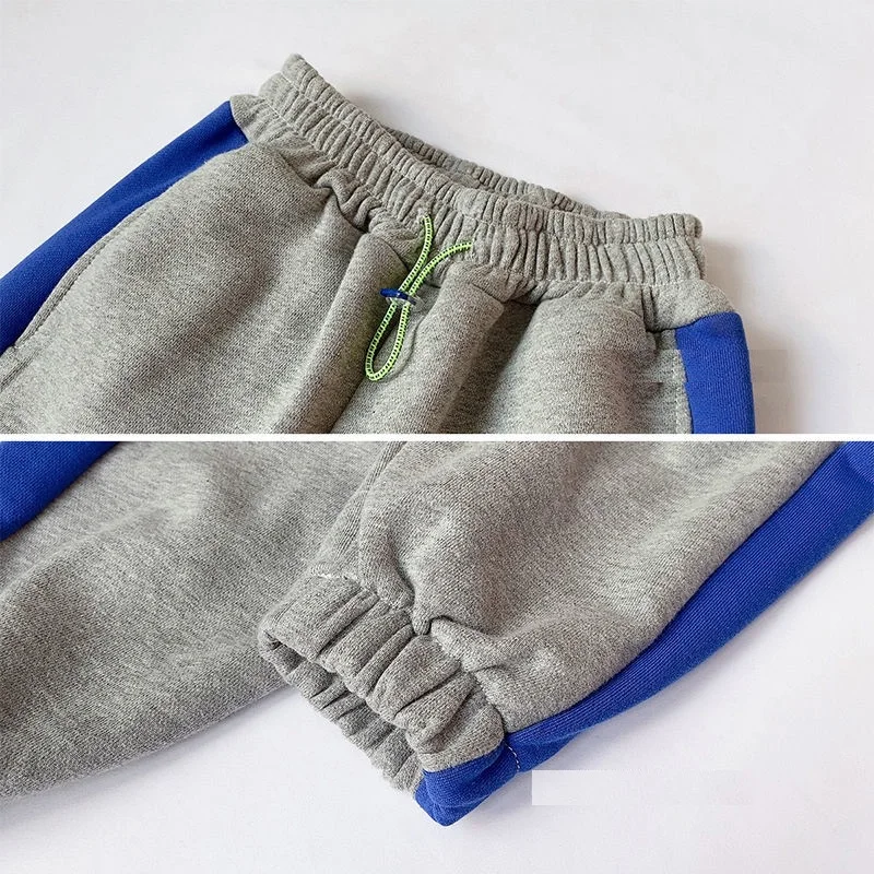 

Boys Spring/Autumn Sports Pants Children Fashion Contrast Sides Drawcord Decoration Loose Ankle-Tied Trousers Kids Cozy Clothing