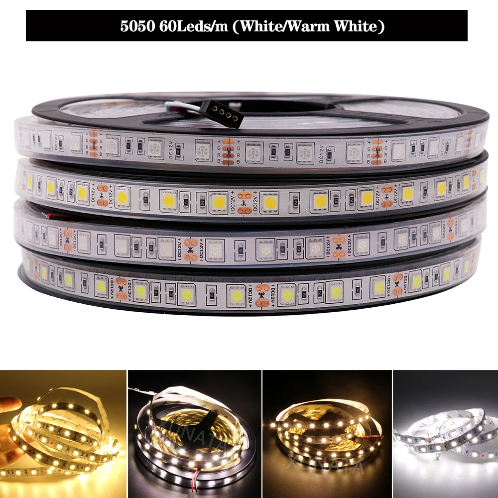 5 м/лот DC12V SMD5050 5054 2835 Светодиодная лента на веревочной ленте 300LED 1200LED