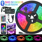 Светодиодный полосы света Bluetooth Luces светодиодный RGB 5050 SMD 2835 гибкий Водонепроницаемый лента диод 5 м 10 м 15 м DC 12V Дистанционное Управление + адаптер