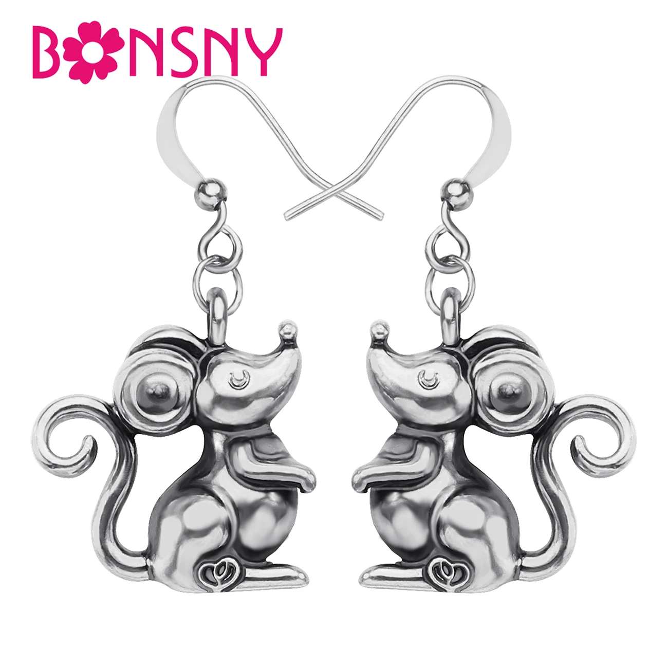 

BONSNY Alloy Antique Gold Plated Cute Rats Earrings Long Drop Dangle Lovely Pets Jewelry For Women Girls Charms Teens Gifts