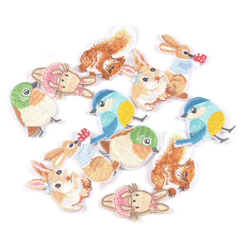 

5Pcs Cute Rabbit/Bird/Squirrel Embroidery Patches For Sewing Accessories Clothes Appliques DIY Handmade Crafts 37-55mm c3216