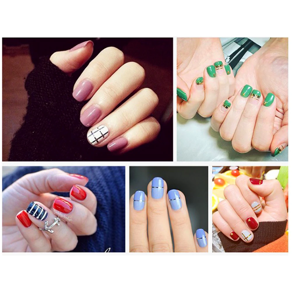 Наклейки для ногтей 32 цвета полоски ленточные линии разноцветных рулонов лента