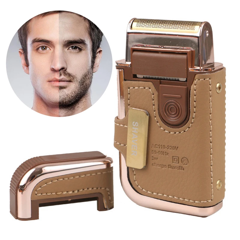 Razor Vintage Leather Beard Trimmer Rechargeable Mustache Beard Trimmer Shaving Machine For Men