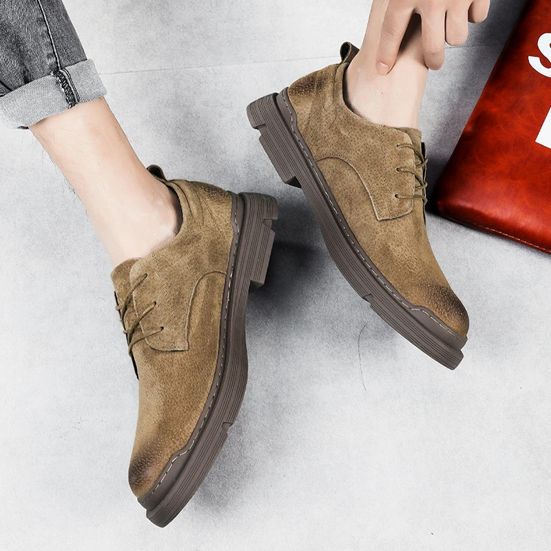 High Quality Mens Shoes Suede Handmade Brand Outdoor Platform Jeans Boots Spring Autumn For Men Travel Non-Slip Shoe | Обувь