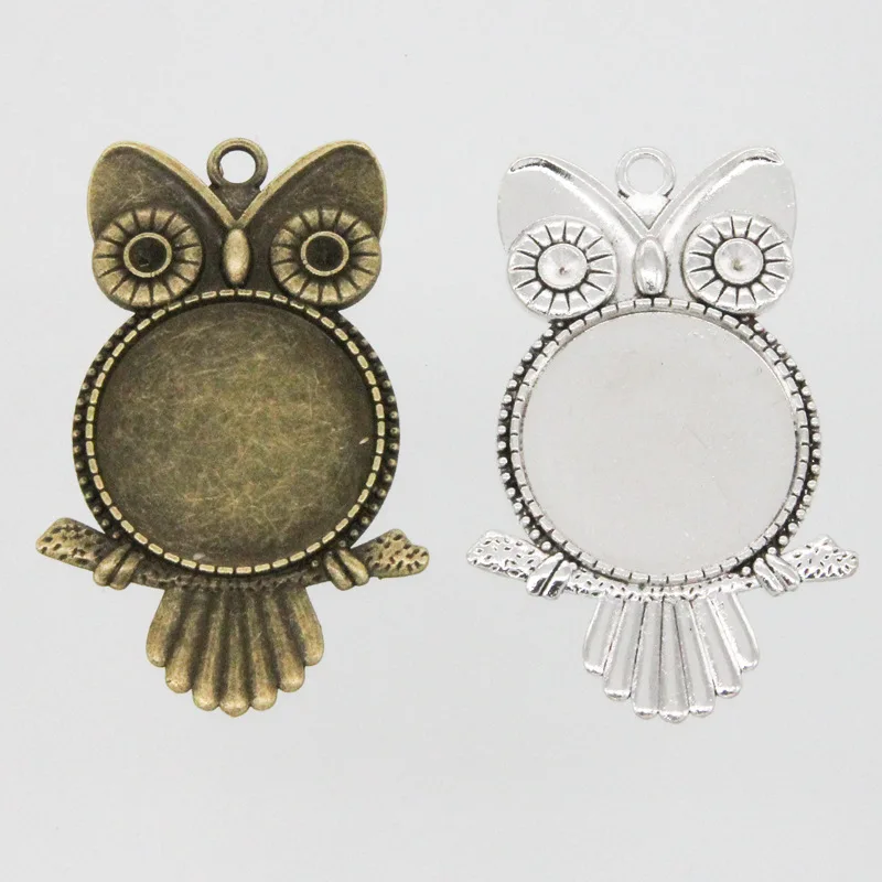 10 шт./лот внутренняя 25 мм тибетская Серебряная Сова Форма Шарм заготовки под