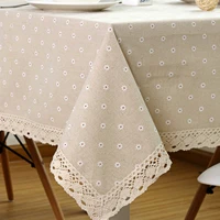 new year flower decorative pattern tablecloth linen cotton table cloth with lace dining table cover furniture wedding decoratio
