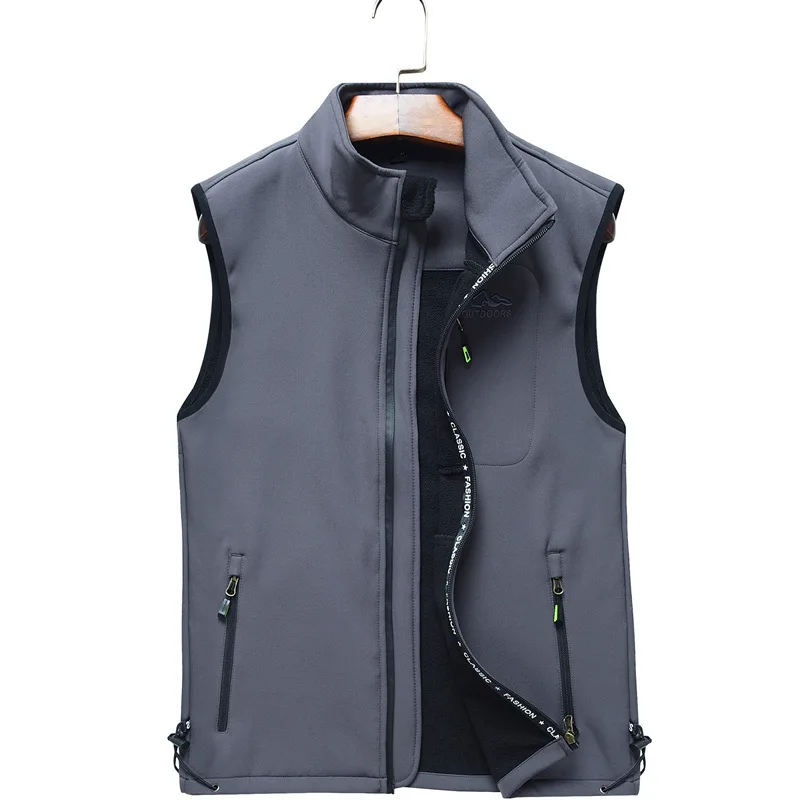 

Men's Soft Shell Vest Jackets Spring Winter Fleece Waistcoat Fishing Mountaineering Hiking Sleeveless Jacket Pockets Clothes