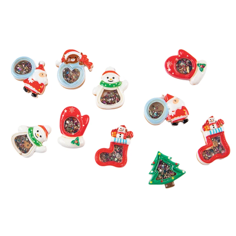 

10 шт. Милая блестящая Рождественская серия с плоской задней стороной, искусственная смола, украшения «сделай сам», аксессуары для рукоделия...