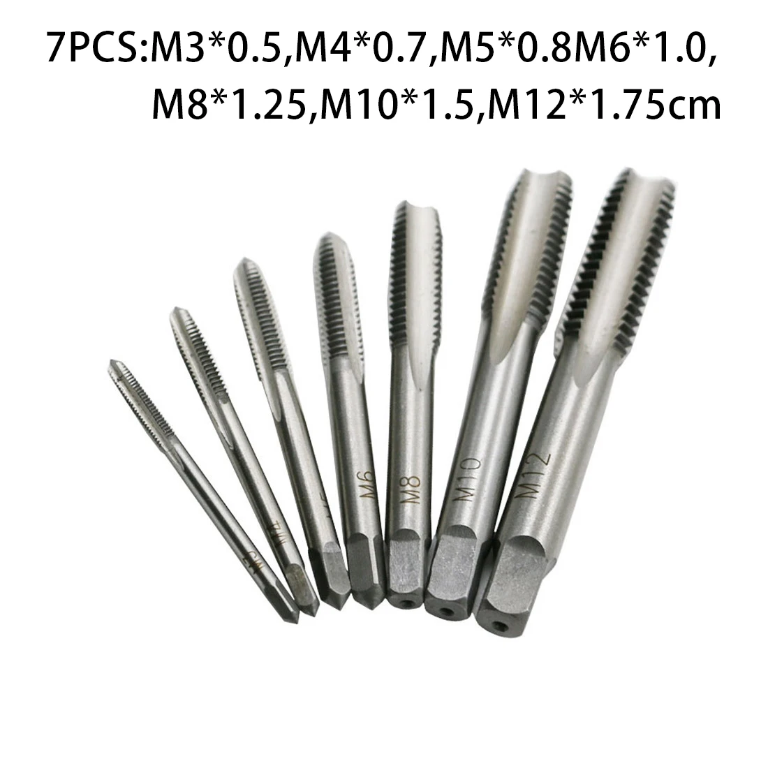 

M3-M12 Thread tap Tool Right Hand Thread 7Pcs Metric Taper HSS Cutting tool
