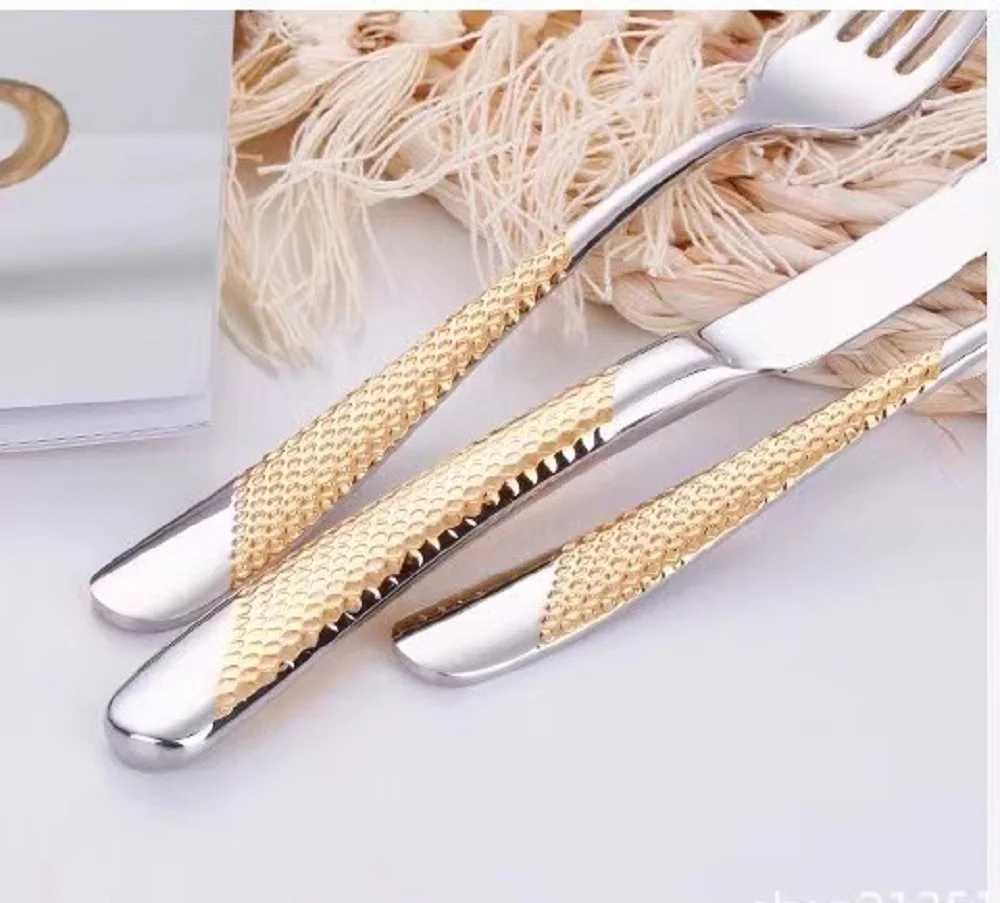 Набор золотых столовых приборов в европейском стиле из 4 предметов набор