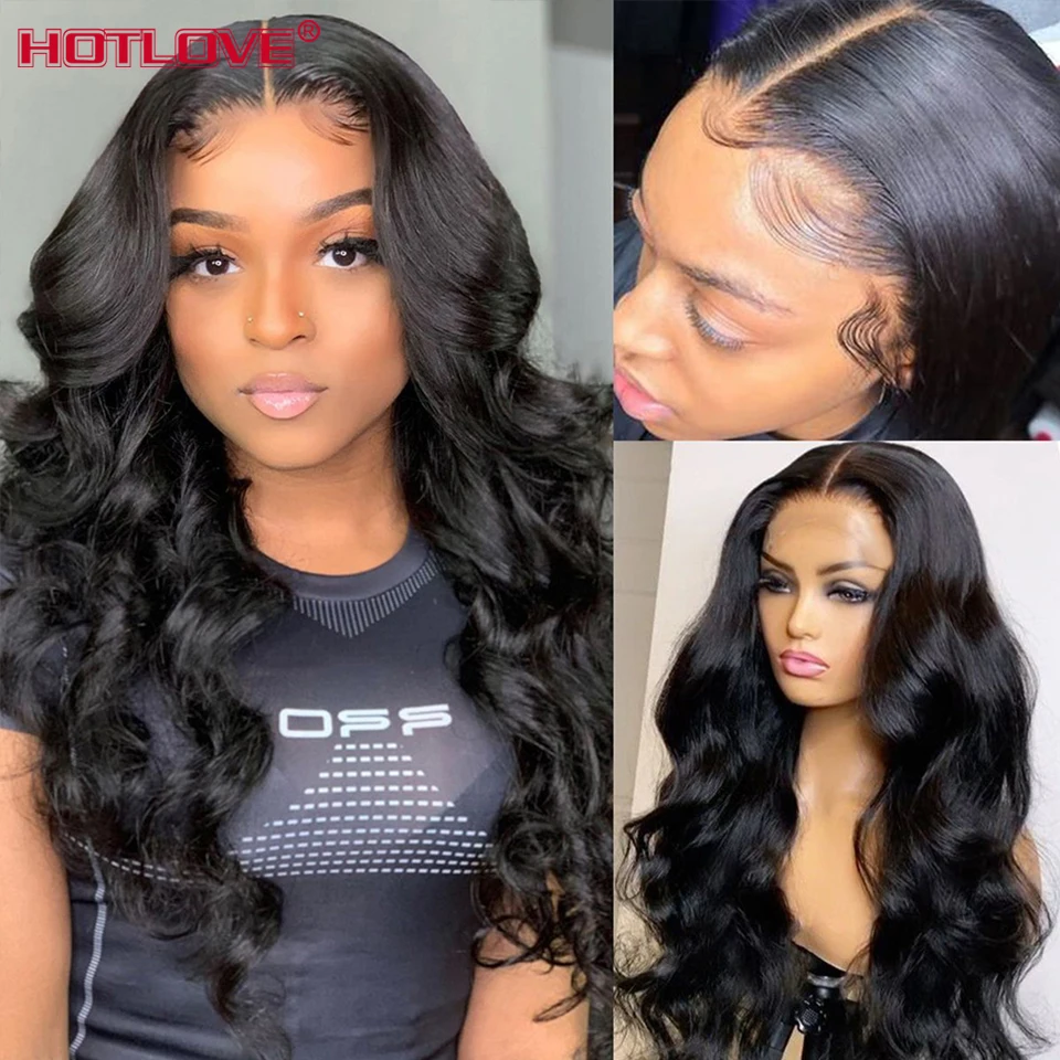 Body Wave Human Hair Wigs Pre Plucked With Baby Hair Brazilian Glueless 13x1 Lace Wigs For Women Middle Part 150% Remy Hair Wigs