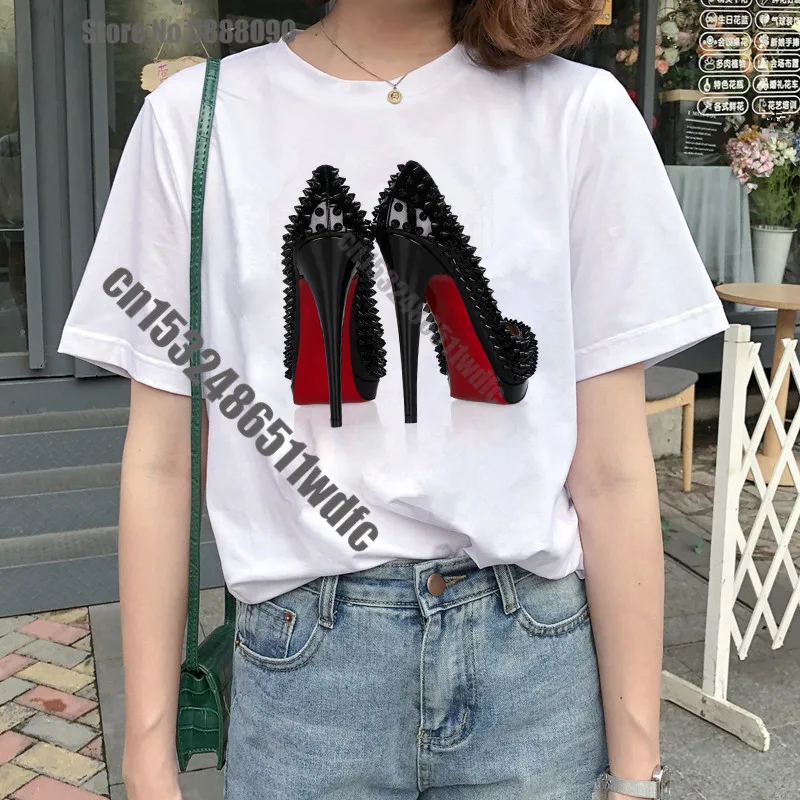 2020 розовая футболка на высоком каблуке Женская Роскошная в Парижском Стиле для