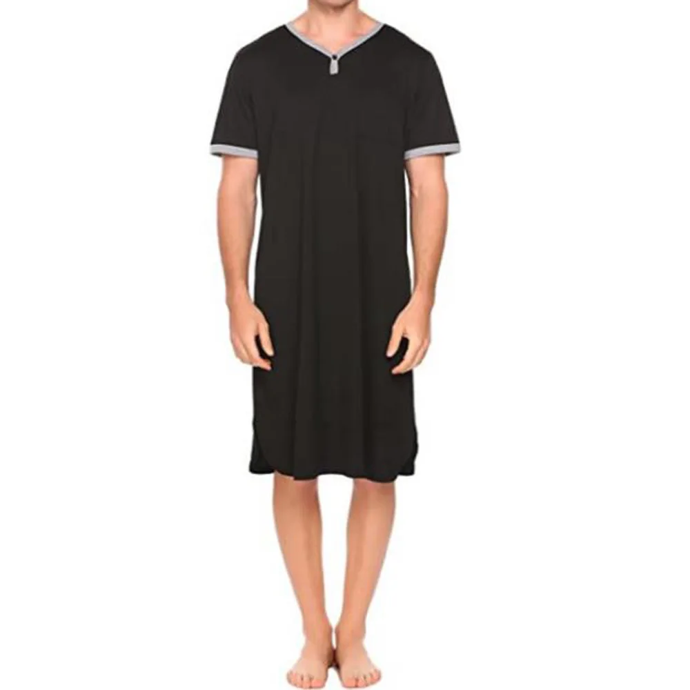 

Mens Short Sleeve Sleep Robes Homewear Casual Loose Cozy Bathrobe High Quality Leisure Mens Pajamas Sleepwear Nightgown Dress
