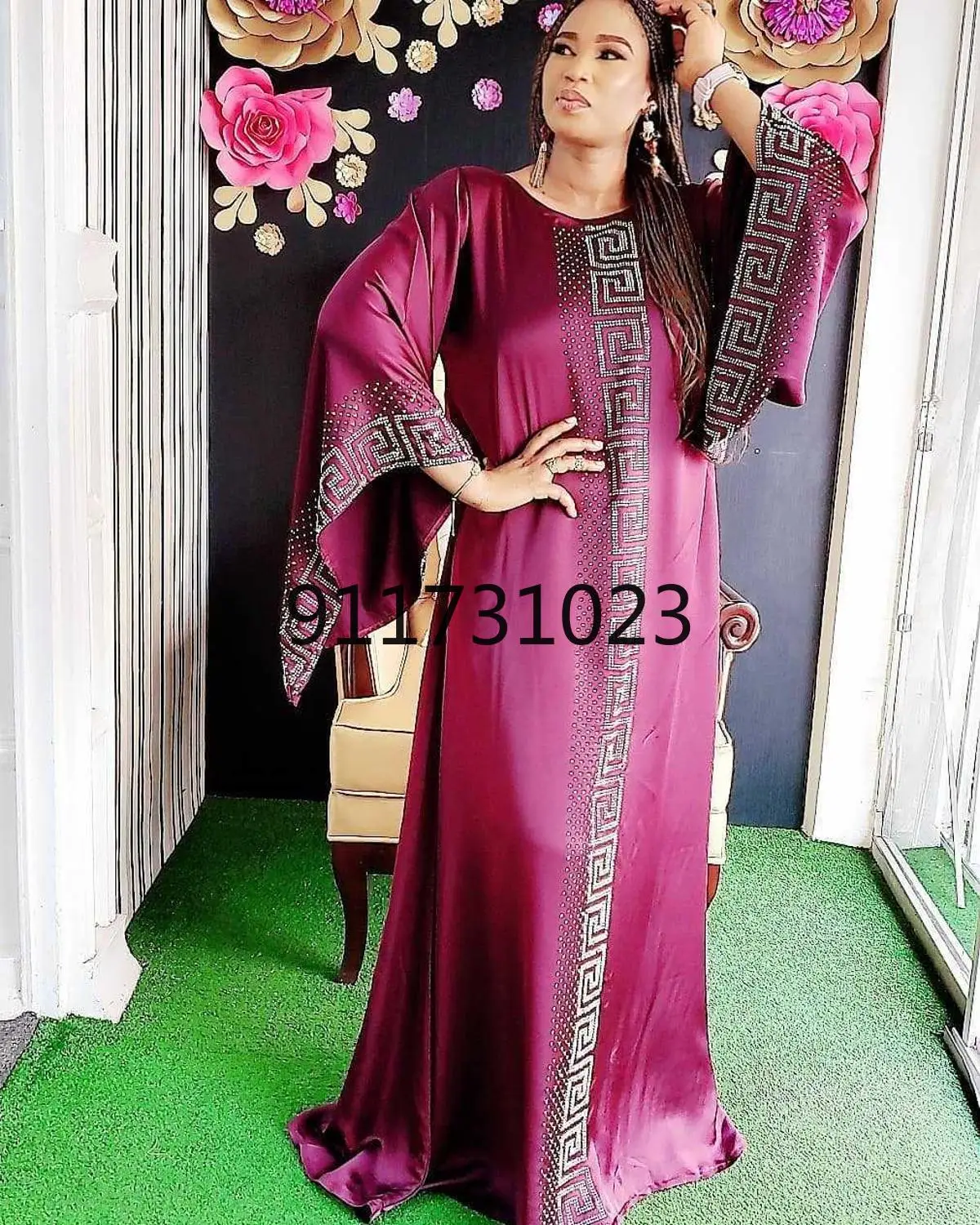 African Dashiki Dress Print Silk Beading Abaya Loose Bandage Maxi Bazin Vintage Long Sleeve Robe Gowns Africa Sexy Lady Party |