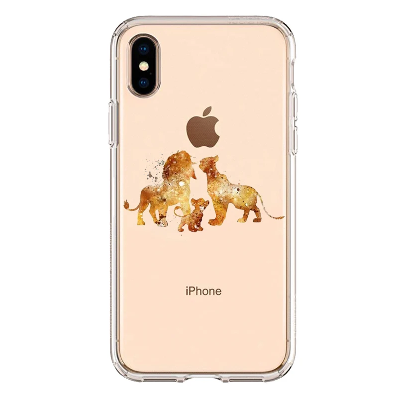 TPU Милый мягкий силиконовый чехол из ТПУ с изображением короля льва Simba для телефона iPhone XS MAX 6 6S 7 8 Plus X XR прозрачный чехол - Цвет: TPU