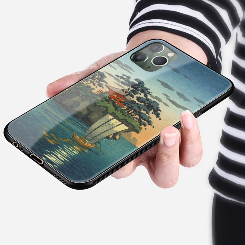 Японский эстетический Ukiyo-e мягкий силиконовый чехол для телефона из закаленного
