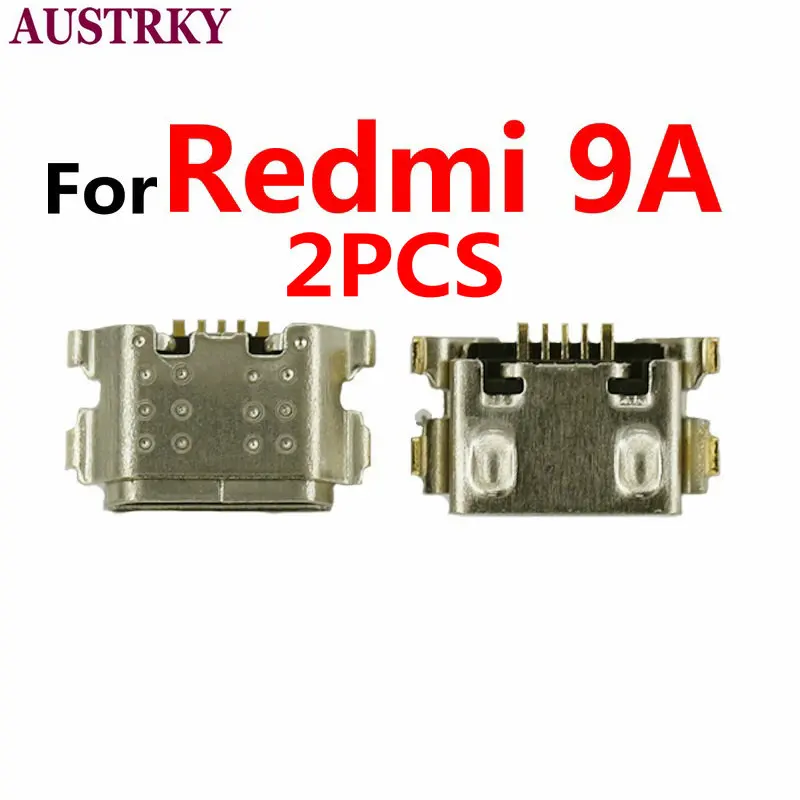 

2PCS New Micro USB Plug Charging Port Connector Socket Replacement For Xiaomi Redmi 9A