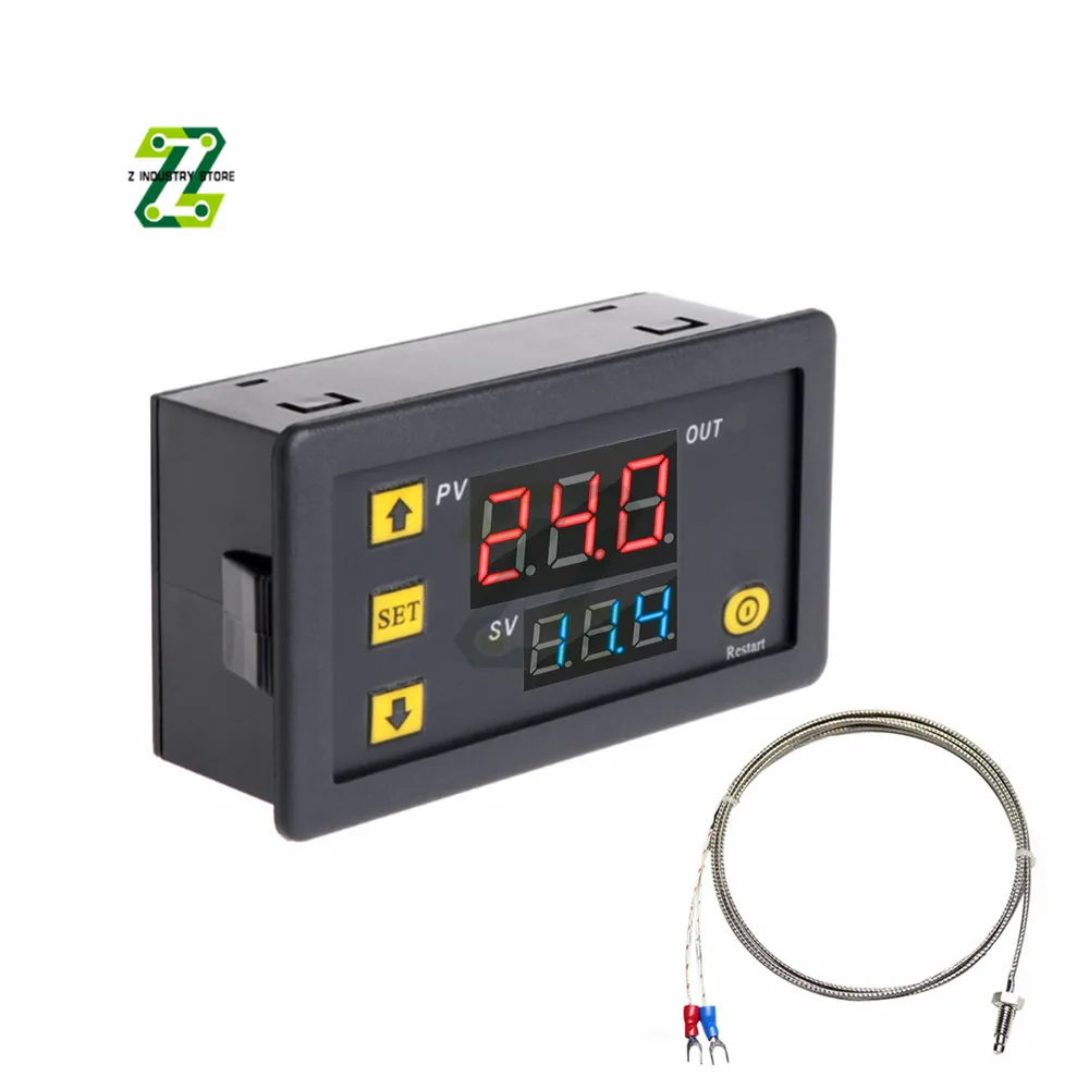 W3230 12V 24V AC110-220V Probe line Digital Temperature Control LED Display Thermostat Heat/Cooling Control Instrument