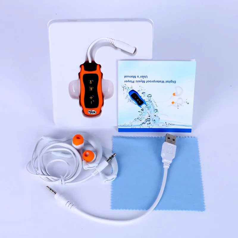 Водонепроницаемый IPX8 Mp3 плеер 4 Гб Adroit спортивный зажим MP3 с FM плавательный наушник для дайвинга