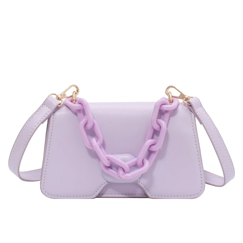 

Chain Design New Mini PU Leather Flap Bags For Women 2021 Summer Lady Shoulder Handbag Female Fashion Crossbody Bag candy color